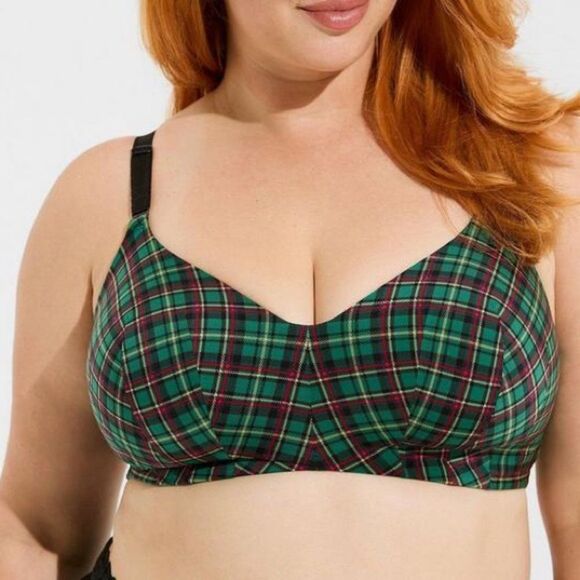 Torrid‎ Womens Plus Size 40D Plaid Dream Wire-Free Bra  Back hooks padded Cups - Picture 7 of 8